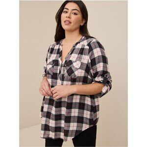 Torrid Harper Softest Flannel Pullover 3/4 Sleeve Tunic Blouse Size 2 2x 18/20